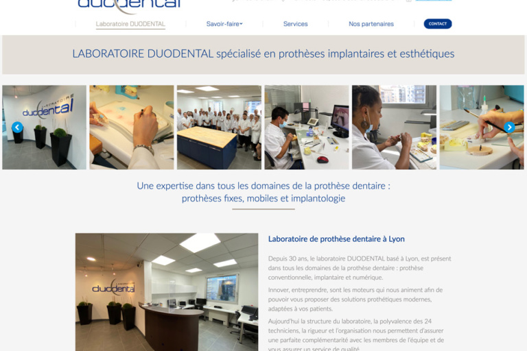 Laboratoire DUODENTAL page d'accueil site web