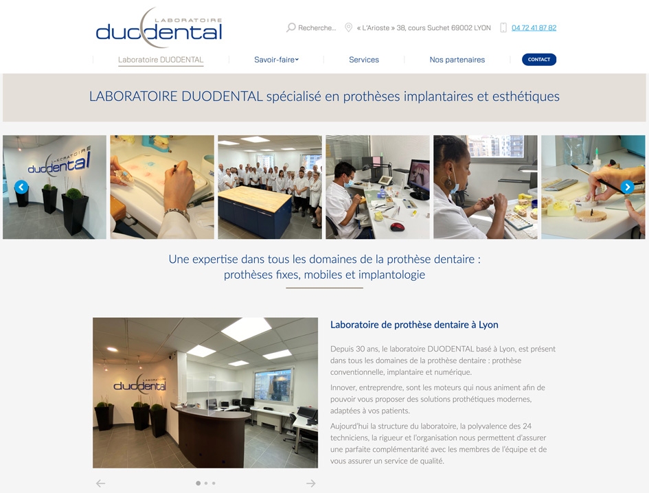 Laboratoire DUODENTAL page d’accueil site web Laboratoire DUODENTAL page d'accueil site web